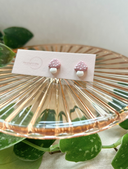 Red Mushroom Stud Earrings