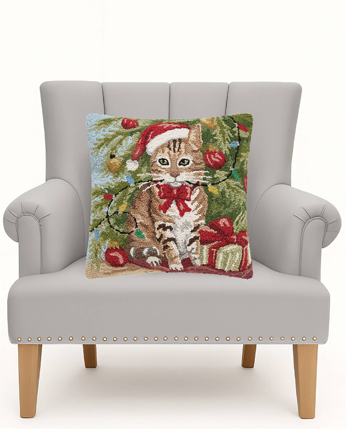 Tabby Cat Christmas Hook Pillow
