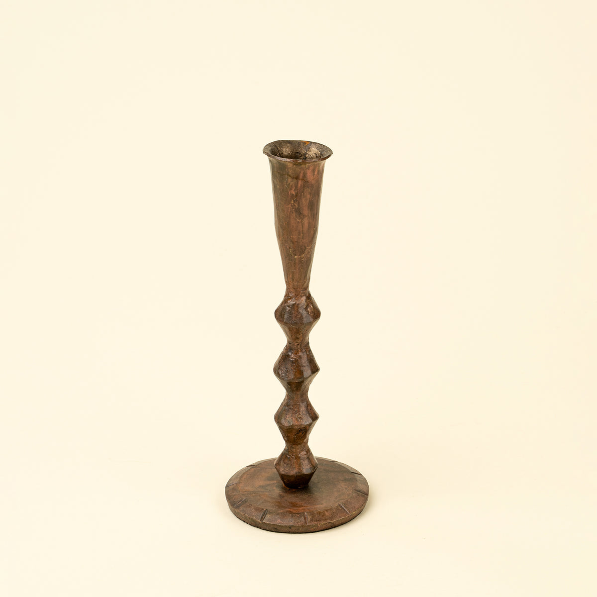 Ember Forged Candlestick L, Rustic Brass