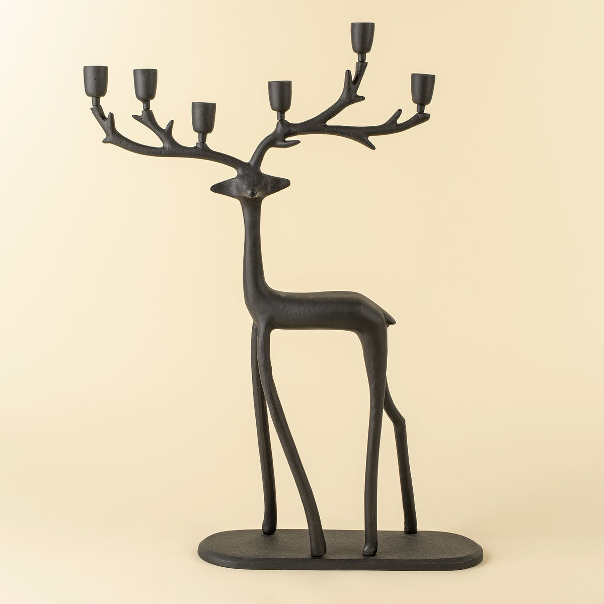 Nordic Stag Candle Holder, Black