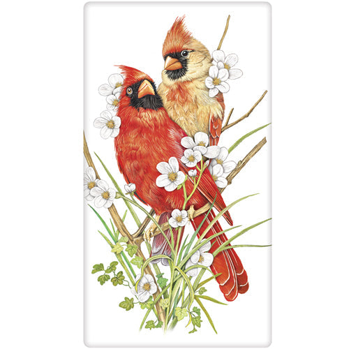 Spring Cardinals Tea Towel