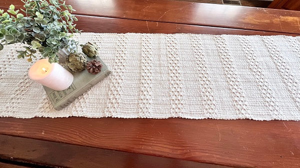 56" Cream Pillar Weave Table Runner