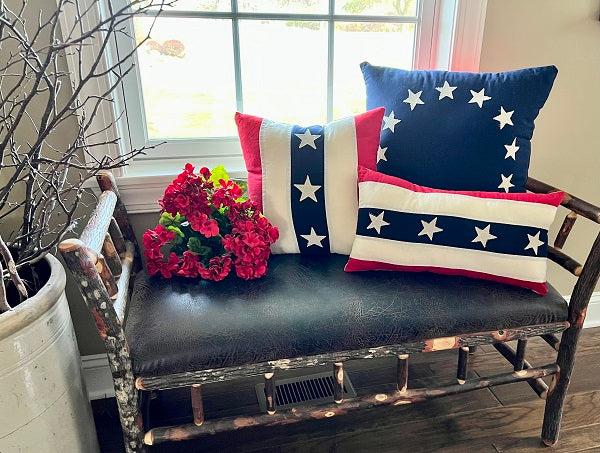 Vintage Flag Pillow Reversible 18 x 18"