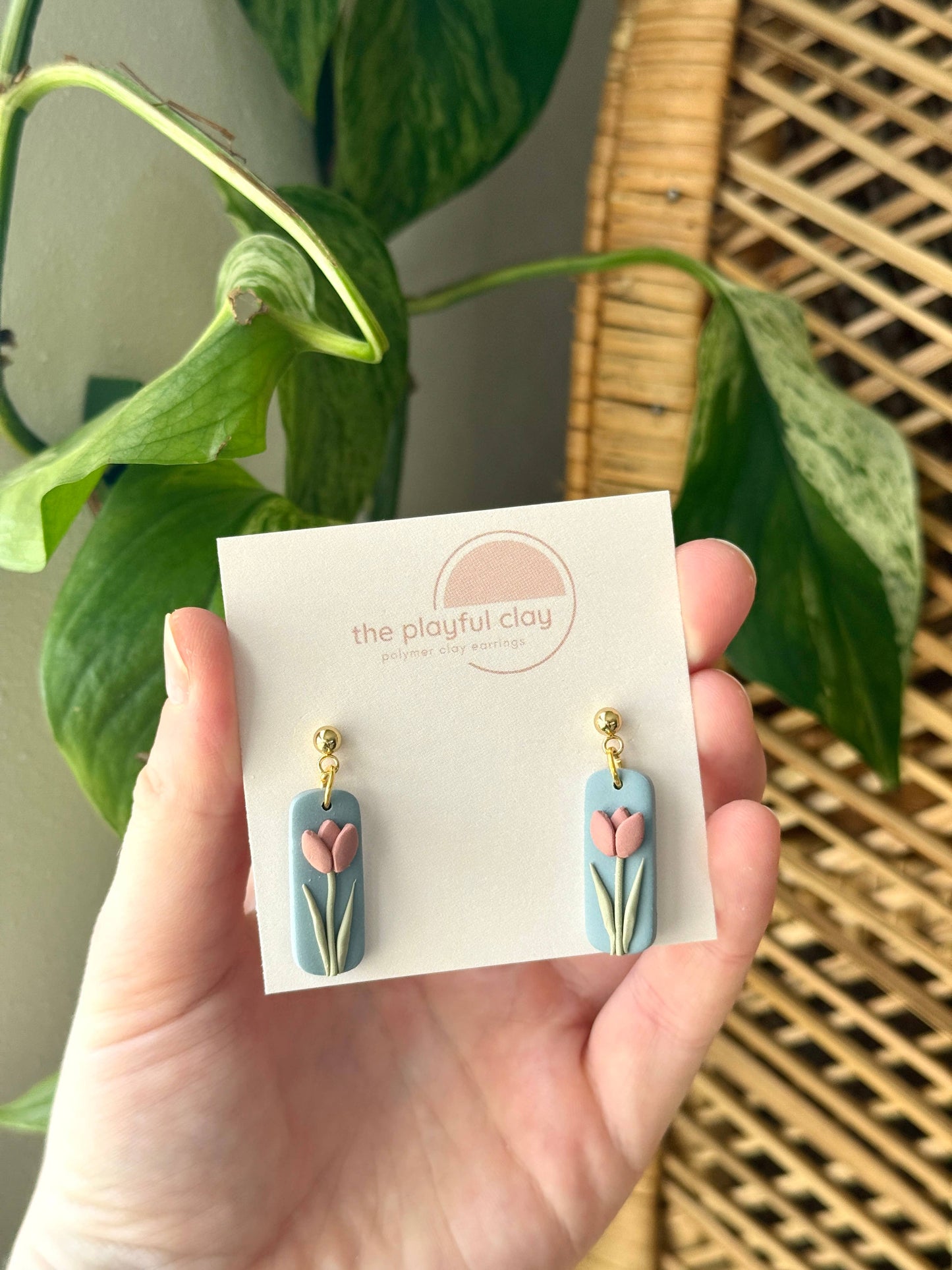 Pink Tulip Dangle Earrings