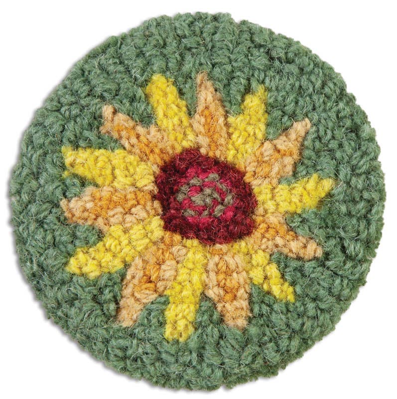 Sunflower Hooked Wool Table Coaster 4 Pack