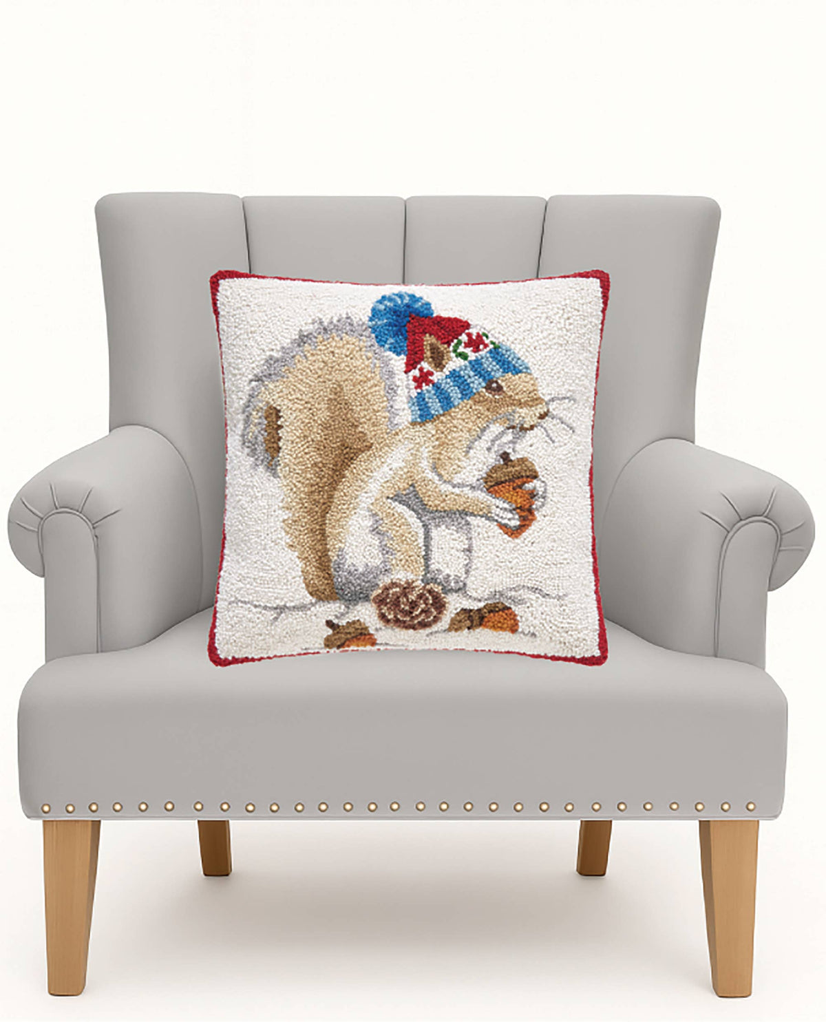 Winter Squirrel Hook Pillow - Mary Lake Thompson