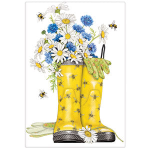 Daisy Rainboots Tea Towel