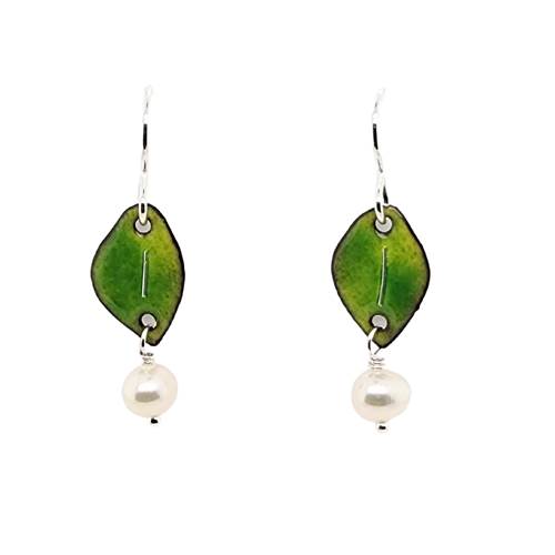 Leaf Earrings with Pearls