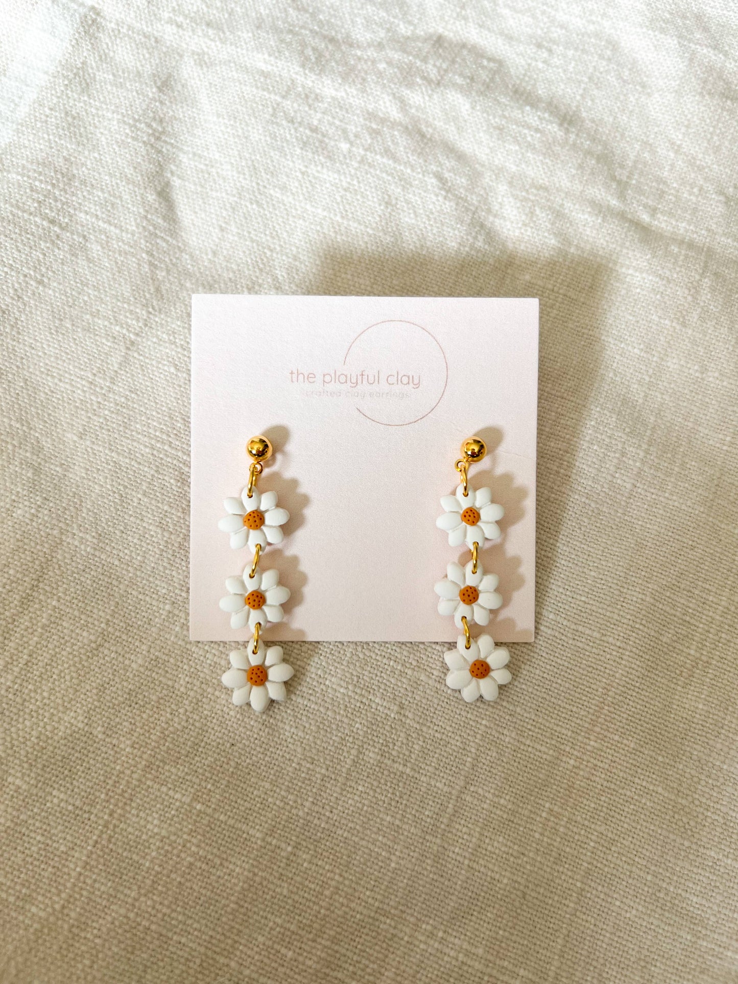 Triple Daisy Dangle Earrings