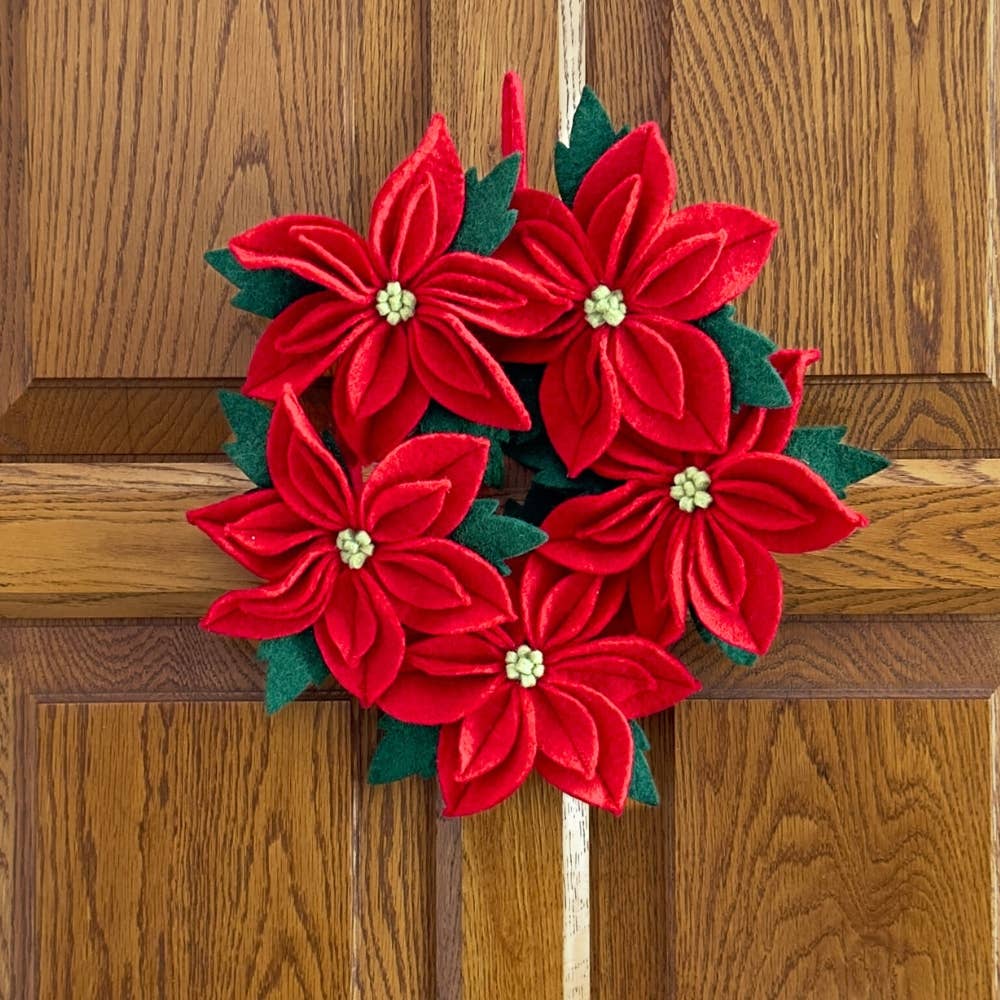 Handmade Felt Poinsettia Wreath