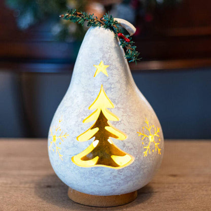 Winter Tree Silhouette Gourd Luminary