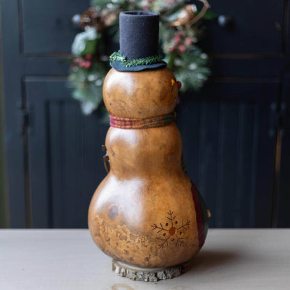 Flurry Snowman Large Lit Gourd Luminary