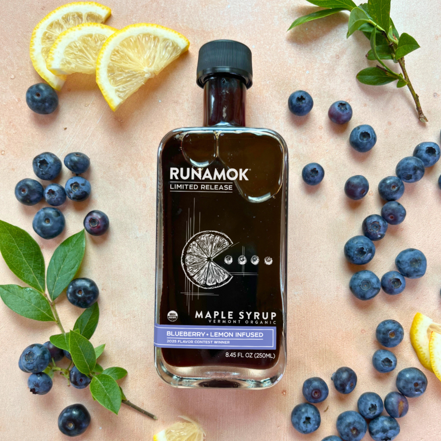 Blueberry + Lemon Infused Organic Maple Syrup 250ml