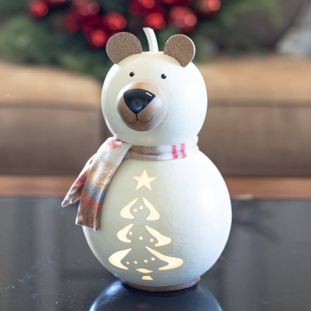 Aspen Polar Bear Small Lit Gourd Luminary