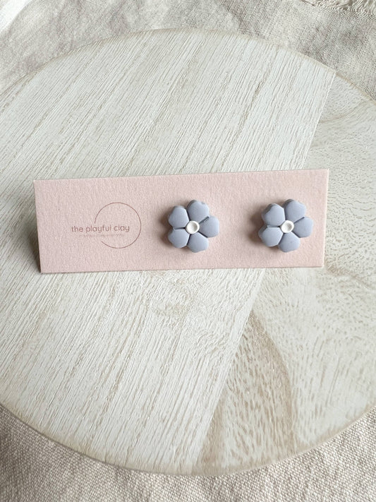 Purple Pastel Flower Stud Earrings