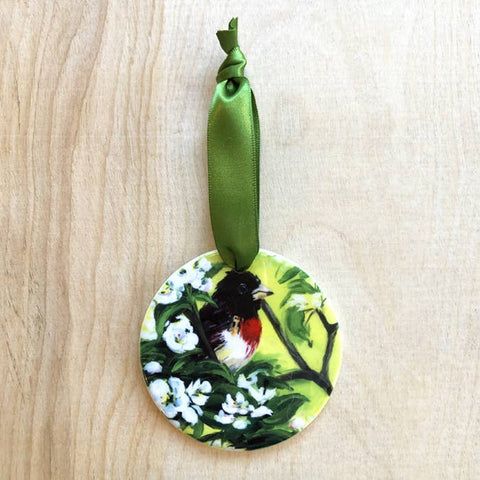 Rose Breasted Grosbeak Ornament