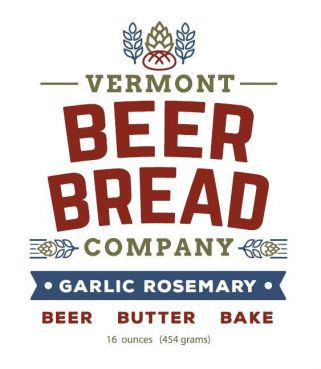 Vermont Beer Bread Company Garlic Rosemary beer bread packaging on a white background
