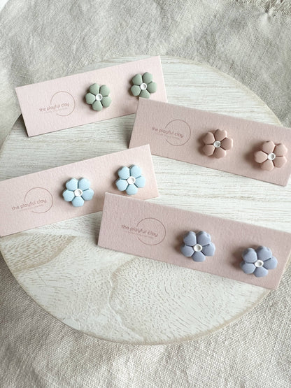 Blue Pastel Flower Earrings