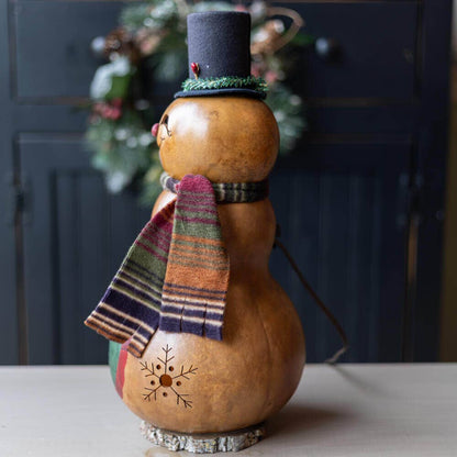Flurry Snowman Large Lit Gourd Luminary
