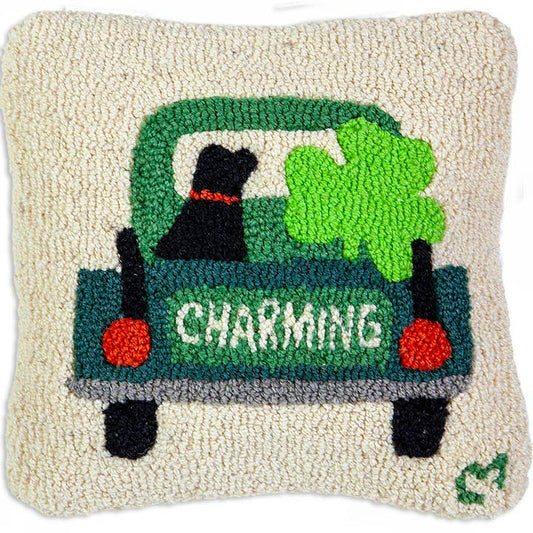 Charming Truck Shamrock Pillow 14 x 14"