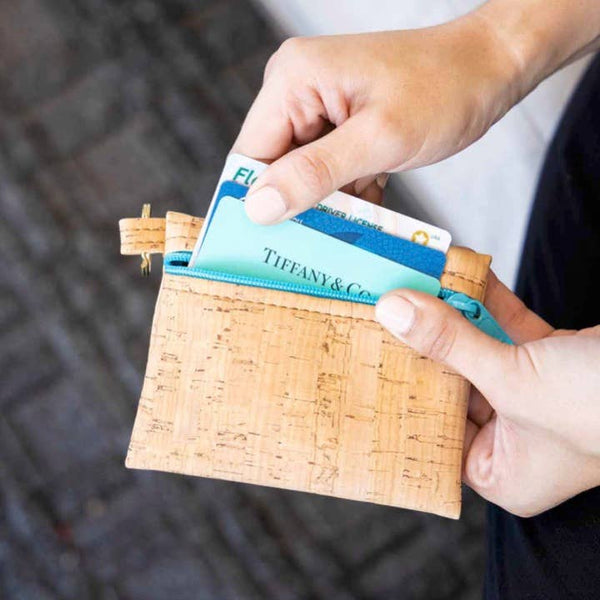 Flourish Print Cork Key Chain Pouch