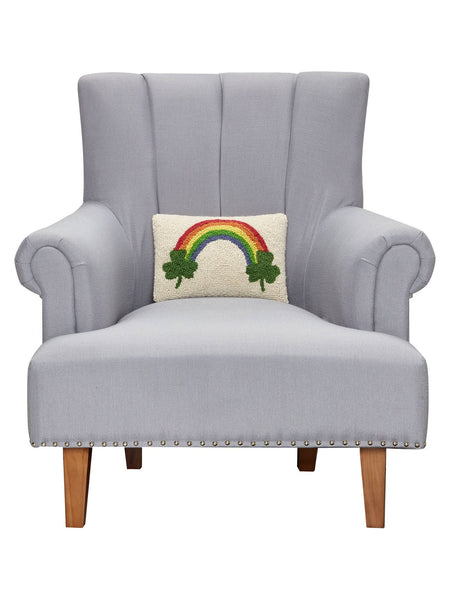 Shamrock Rainbow Hooked Pillow