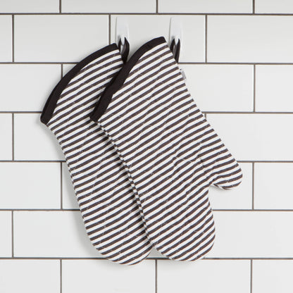 Superior Black Narrow Stripe Oven Mitt
