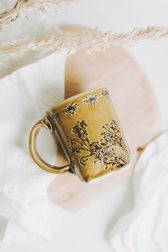 Tan Bee Ceramic Mug