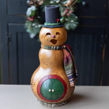 Flurry Snowman Large Lit Gourd Luminary