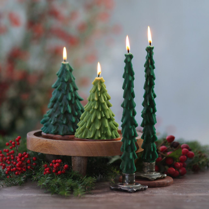 Forest Green Beeswax Tree Candles