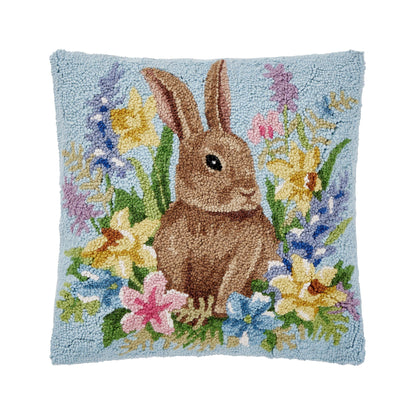 Floral Egg Bunny Hooked Pillow