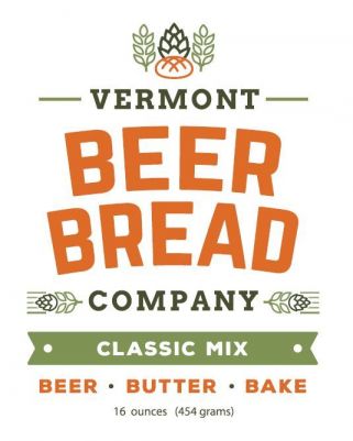Vermont Beer Bread Company packaging with text and hop symbol on a white background