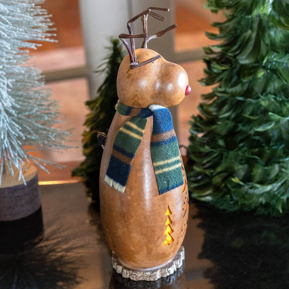 Dash Reindeer Small Tall Lit Gourd Luminary