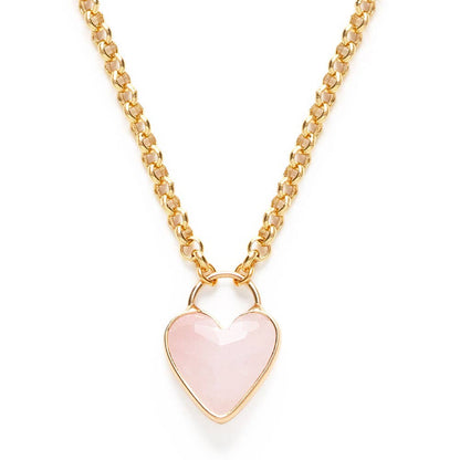 Necklace with a pink heart pendant on a white background