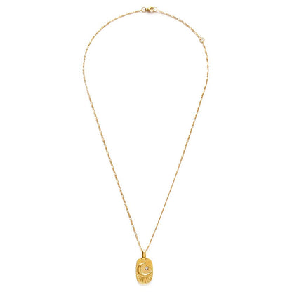 Gold necklace with a pendant on a white background