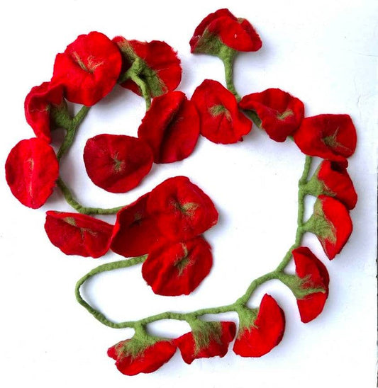 Garland - Red Felt Flower Vine