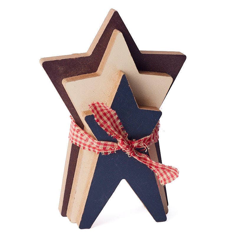 Decorative star-shaped object with a red checkered ribbon on a white background