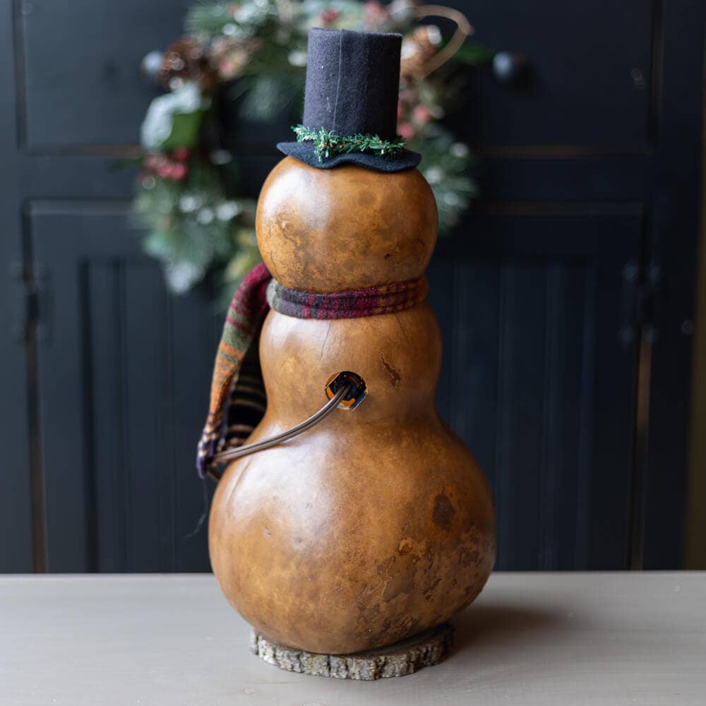Flurry Snowman Large Lit Gourd Luminary
