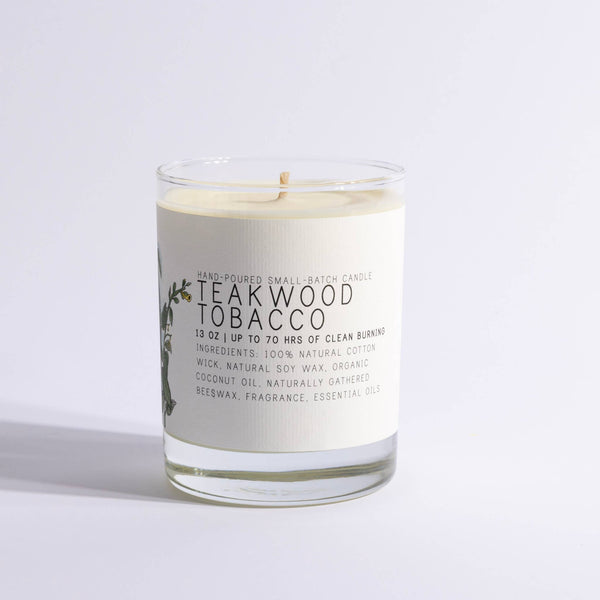 Teakwood Tobacco Glass Jar Candle