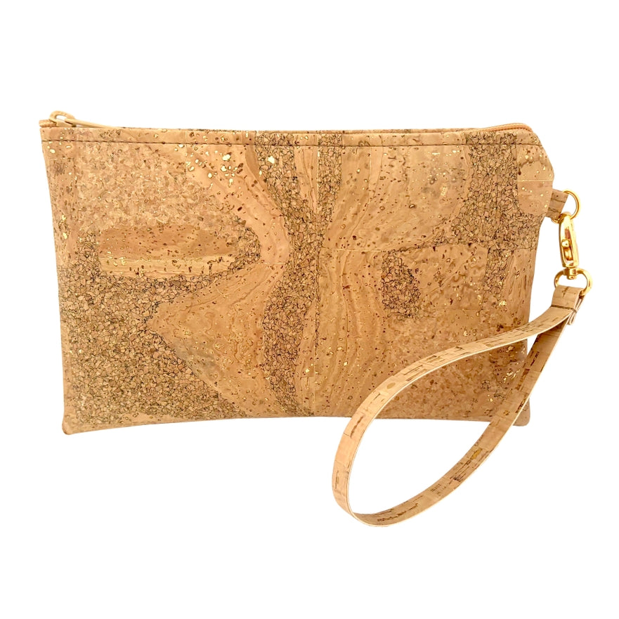 Gold Splash Simple Cork Wristlet