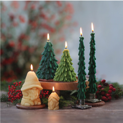 Forest Green Beeswax Tree Candles