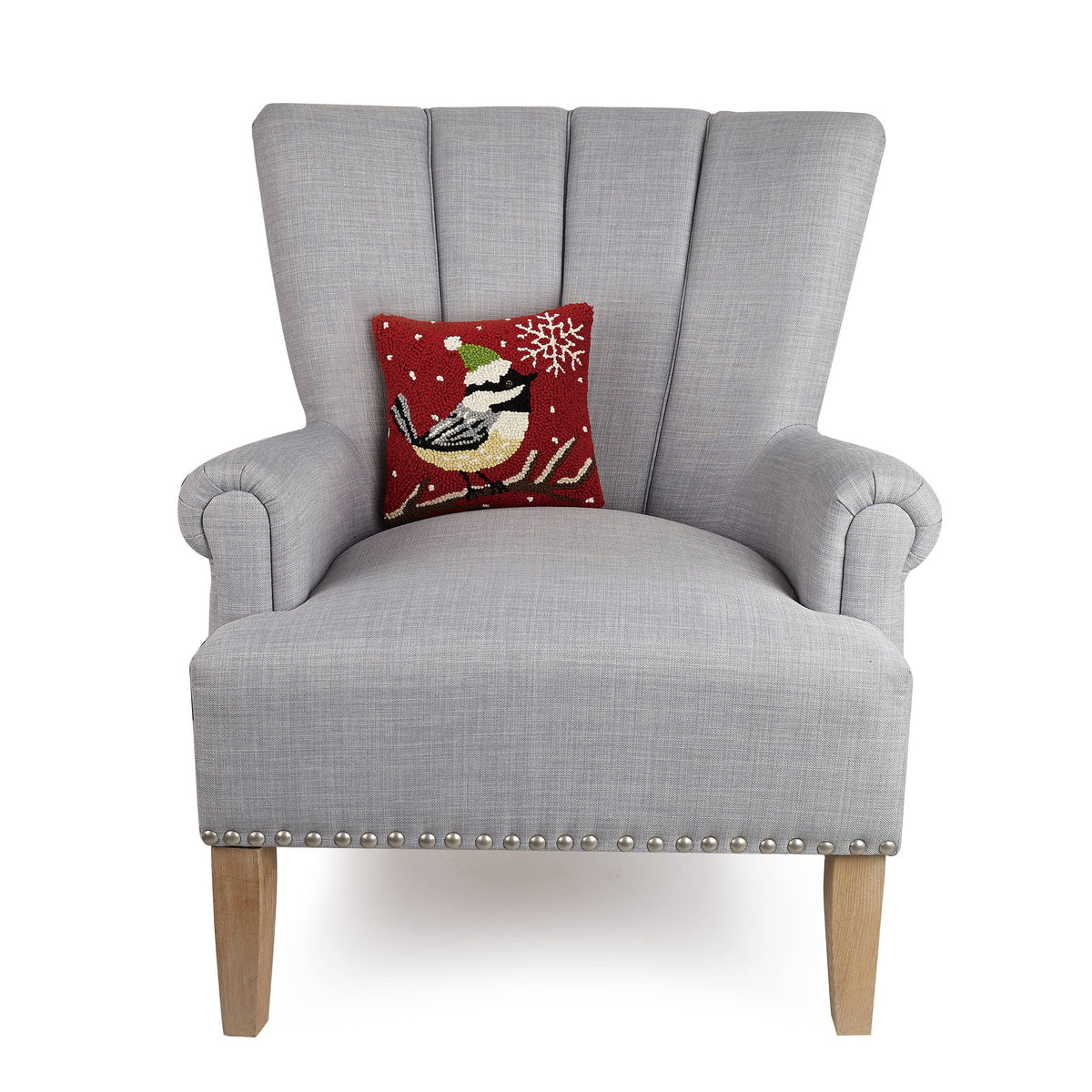 Chickadee With Snowflake Hook Pillow - Christmas