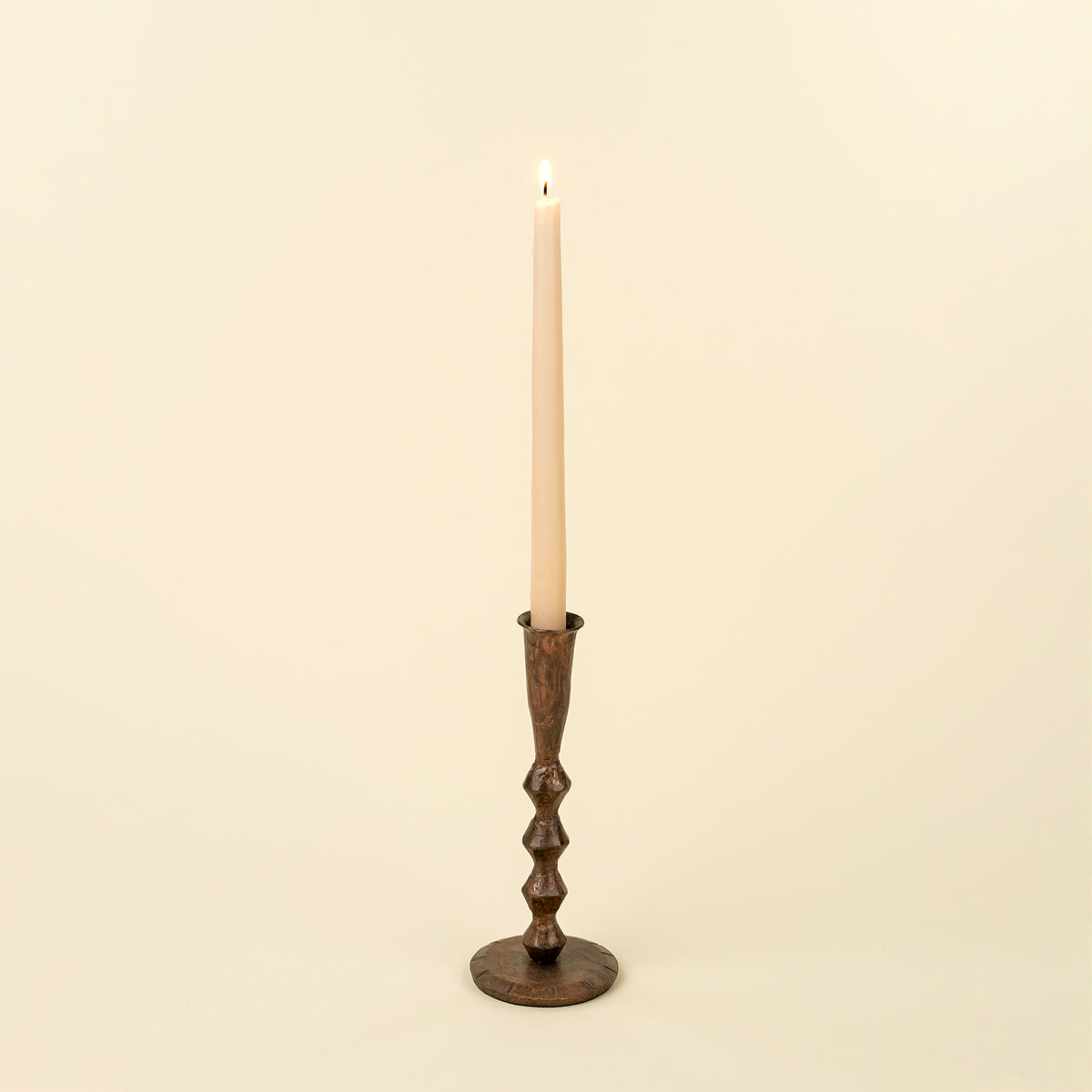 Ember Forged Candlestick L, Rustic Brass