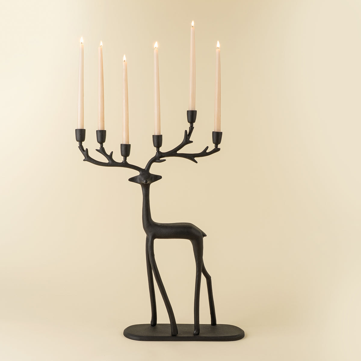 Nordic Stag Candle Holder, Black