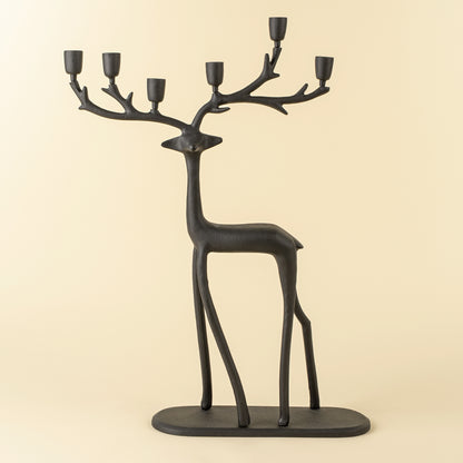 Nordic Stag Candle Holder, Black