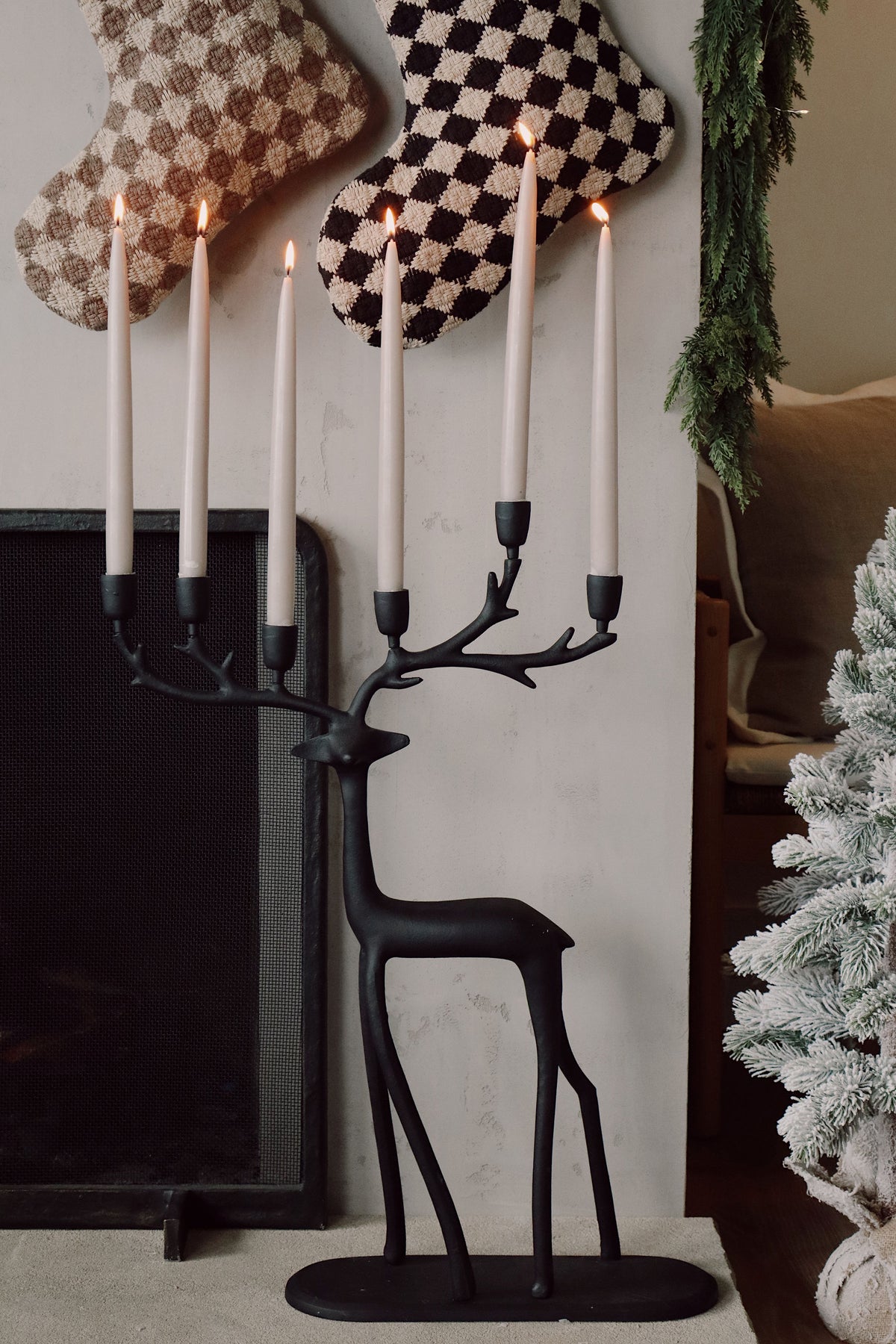 Nordic Stag Candle Holder, Black