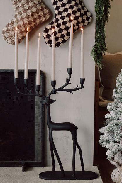 Nordic Stag Candle Holder, Black