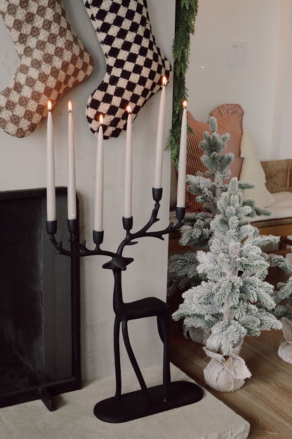 Nordic Stag Candle Holder, Black