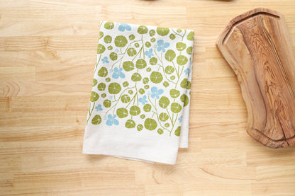 Spring Nasturtium Printed Tea Towel