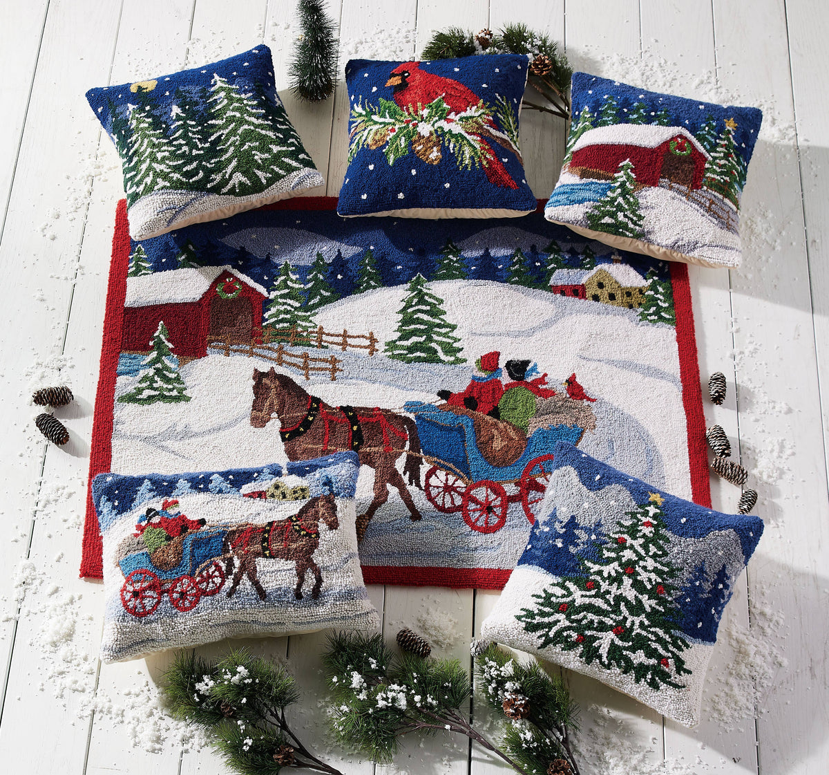 Snowy Holiday Bridge Hook Pillow